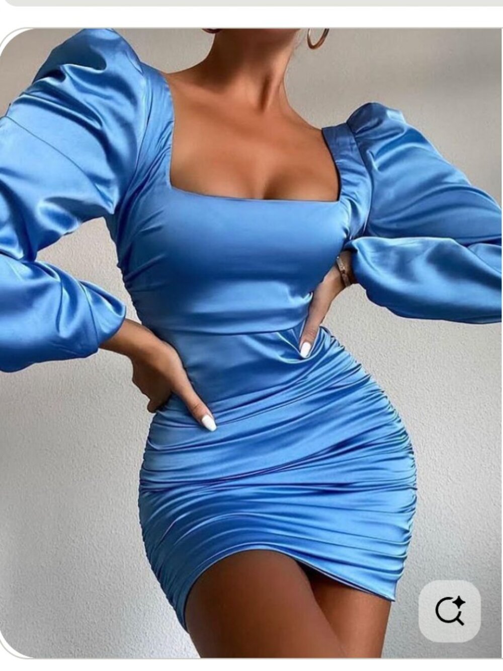 Oh Polly Precious Jewel Ruched Puff Sleeve Satin Mini Dress Size 4